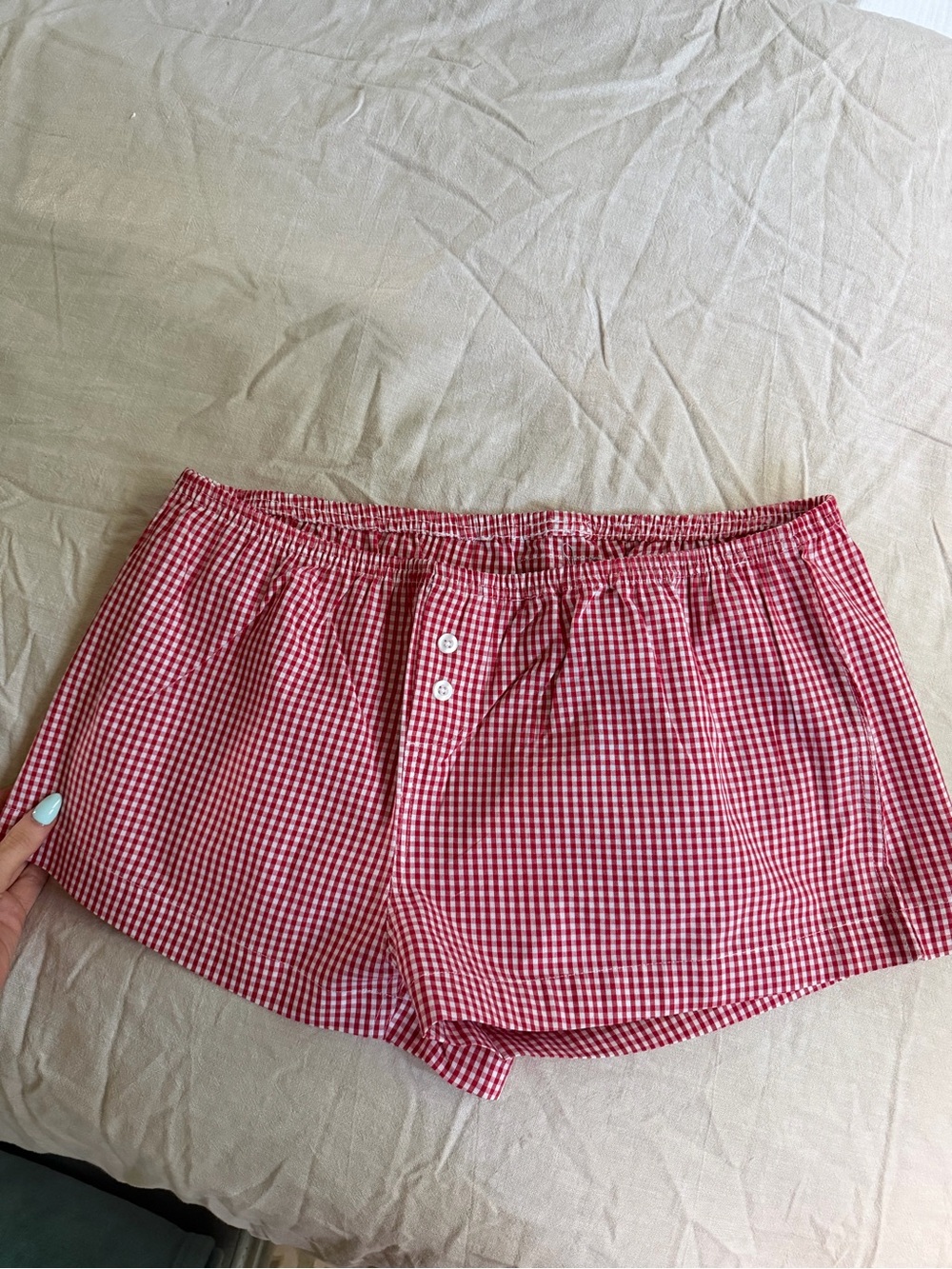 DAILY DRILLS!!! Red Gingham Button-Front Lounge Shorts brand new M/L